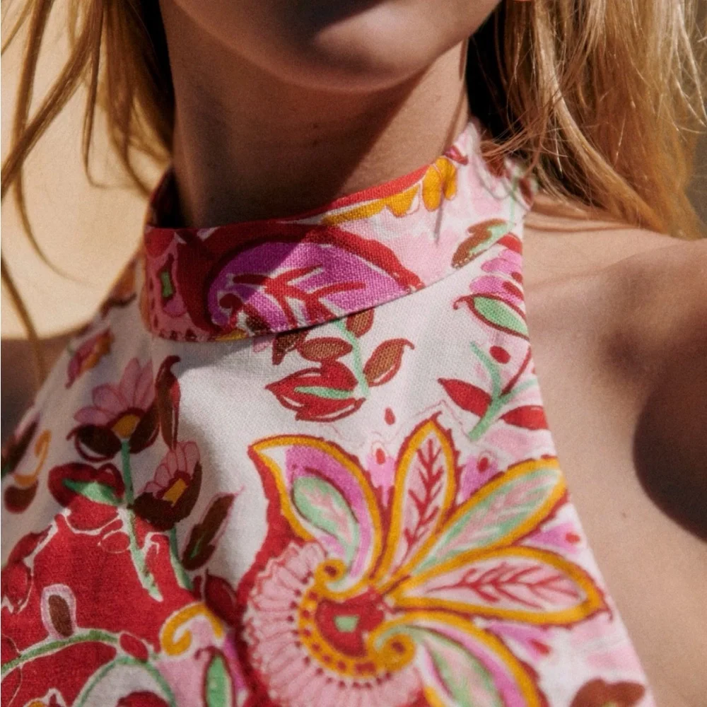 Sézane Astra Blouse in Laguna 38/6 NWT Floral Halter Top Blouse - Picture 3 of 4